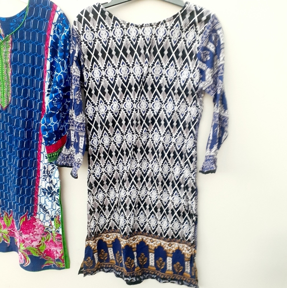 3 Ladies BOHO floral Retro Sleeve Mini Dress Tunic - Picture 2 of 9